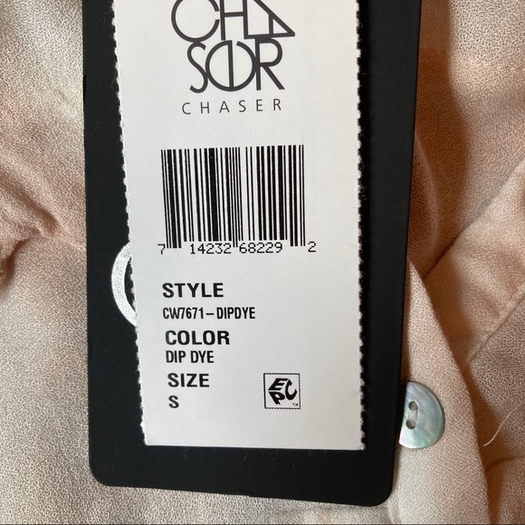 NEW Chaser peach dipdye button down shirt size S - Picture 4 of 6